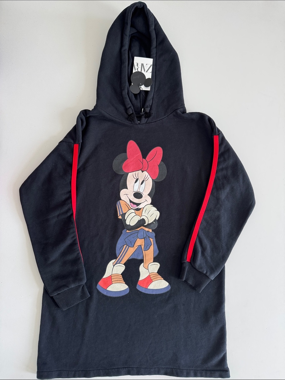Zara / Disney Minnie Mouse Black Hoodie Dress with Red Accents